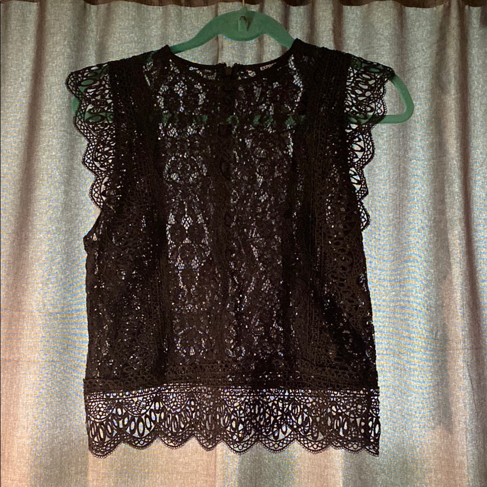 Express Elegant Black Lace Top